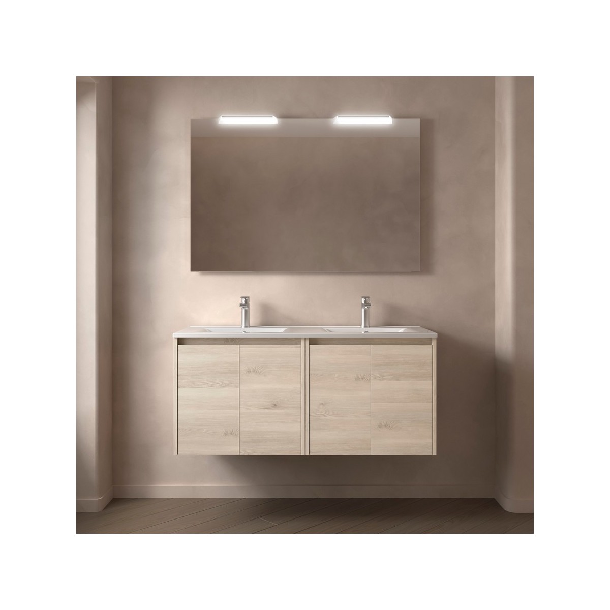 Ensemble meuble et vasque NOJA II 1200 4 portes Chêne Naturel P450 - SALGAR 105056 