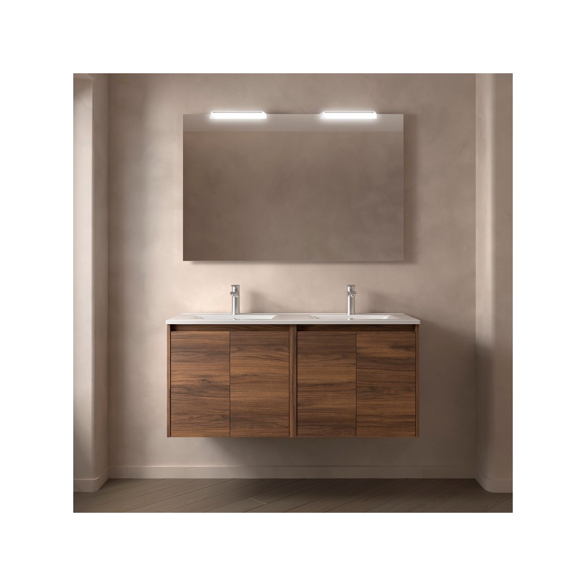 Ensemble meuble et vasque NOJA II 1200 4 portes Noyer Maya P450 - SALGAR 105058 