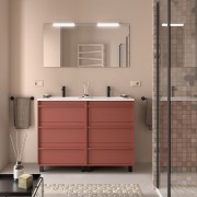 Ensemble meuble vasque salle de bain ATTILA 1200 6 tiroirs Red satin P450 - SALGAR 105132 