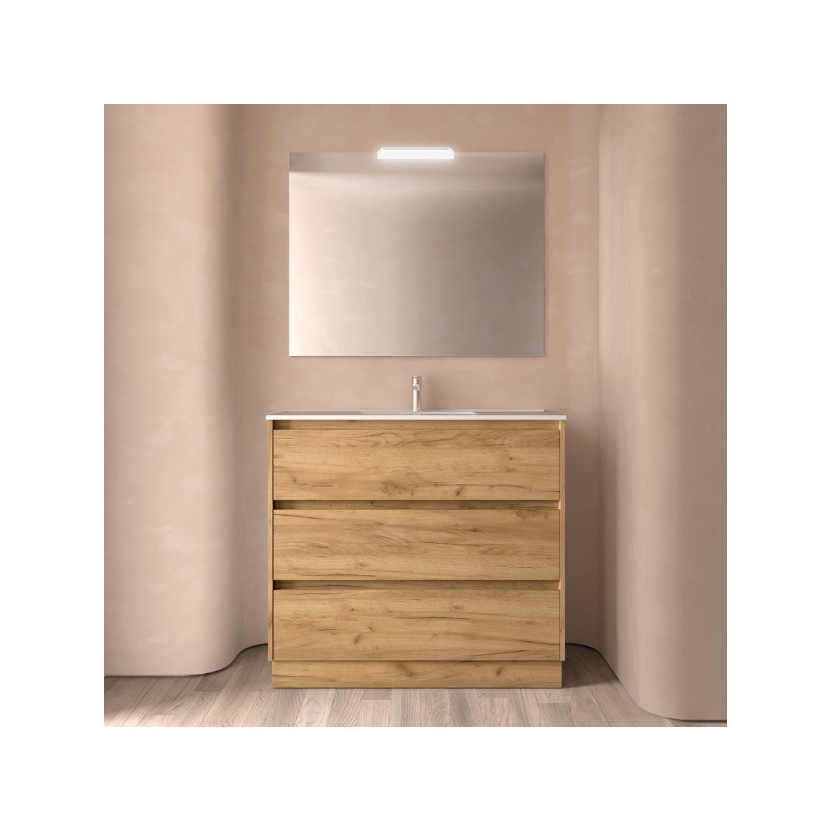 Ensemble meuble et vasque NOJA II 1000 3 tiroirs Chêne Africain P450 - SALGAR 106230 