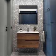 Ensemble meuble et vasque VIMA 800 2 tiroirs Noyer Maya P450 - SALGAR 113501 