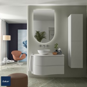 Meuble salle de bain MAM 900 2 tiroirs incurvés White Cotton H540 P500 - SALGAR 113797 