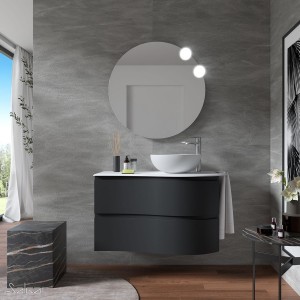 Meuble salle de bain MAM 900 2 tiroirs incurvés Black Velvet H540 P500 - SALGAR 113805 
