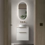 Ensemble Meuble de salle de bain et plan de toilette LUVA 600 2 tiroirs Blanc satiné P450 - SALGAR 117757 