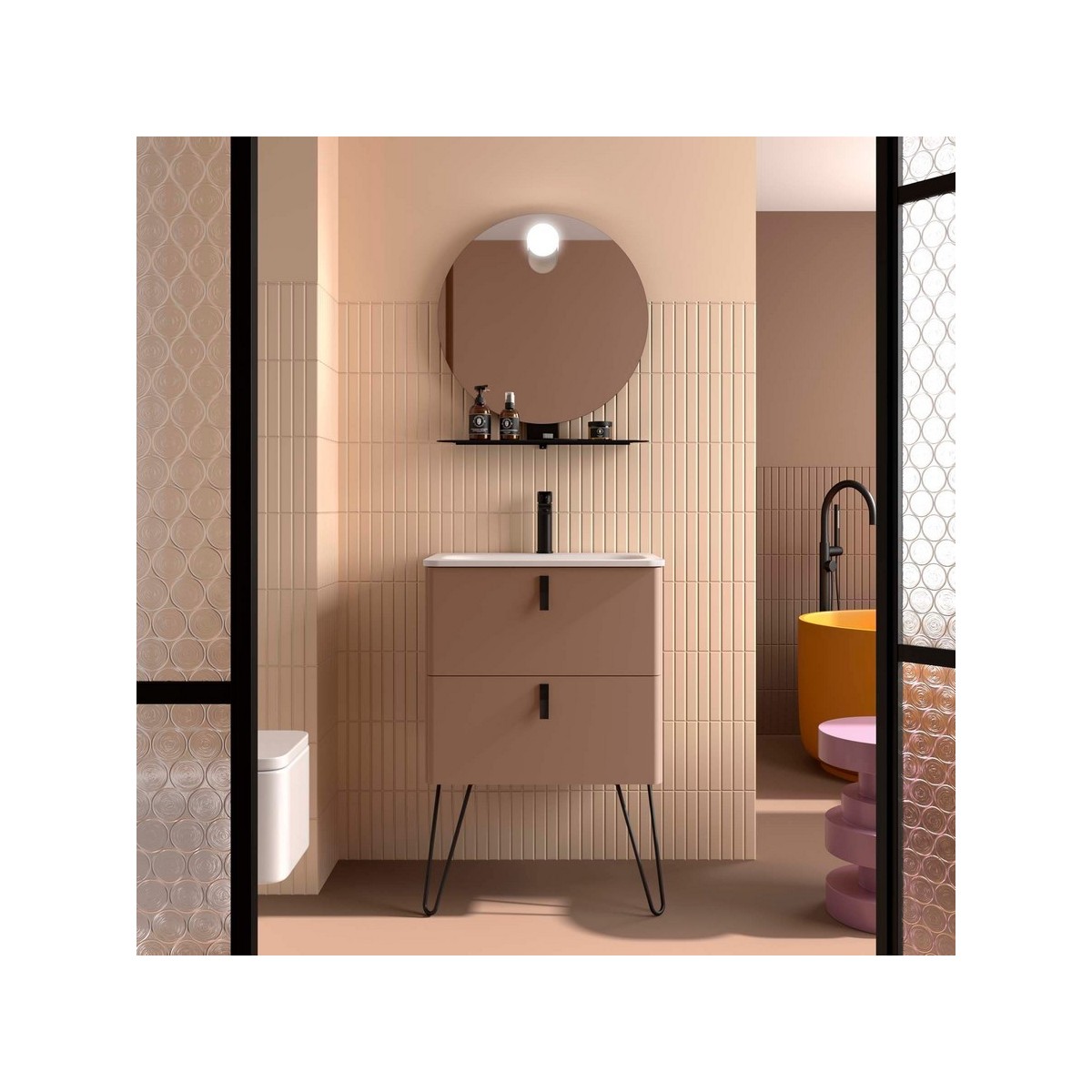 Meuble salle de bain UNIIQ 600 2 tiroirs Cajun H540 P450 - SALGAR 117883 