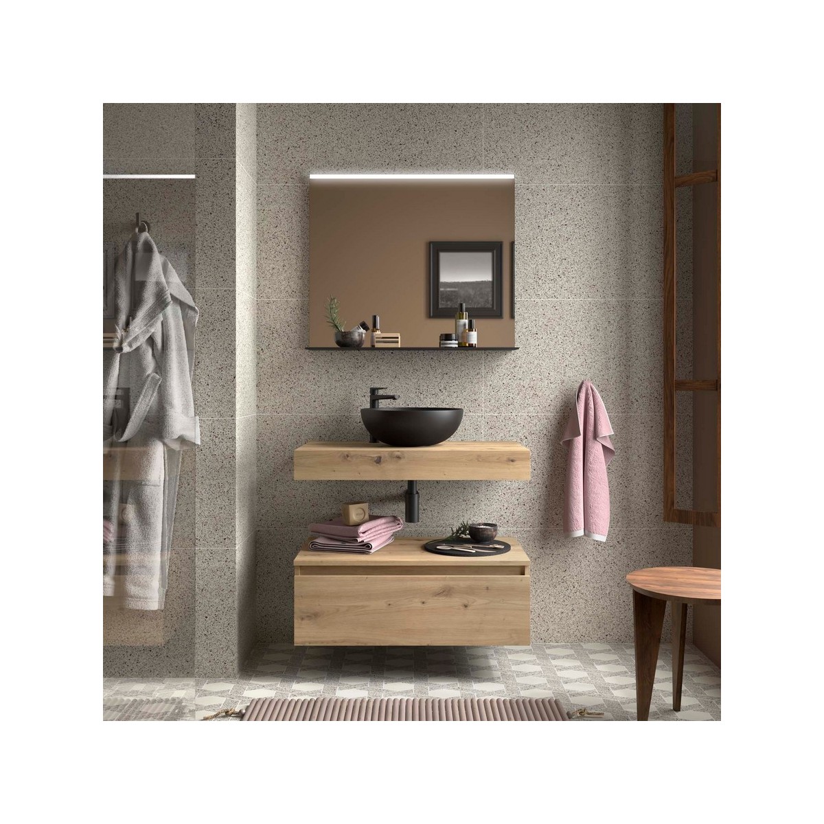 Plan de toilette DOMUS 600 Chêne Montana H100 P450 - SALGAR 117917 