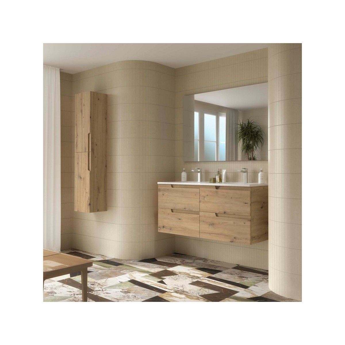 Ensemble meuble et vasque VIMA 1200 4 tiroirs Chêne Montana P450 - SALGAR 117943 