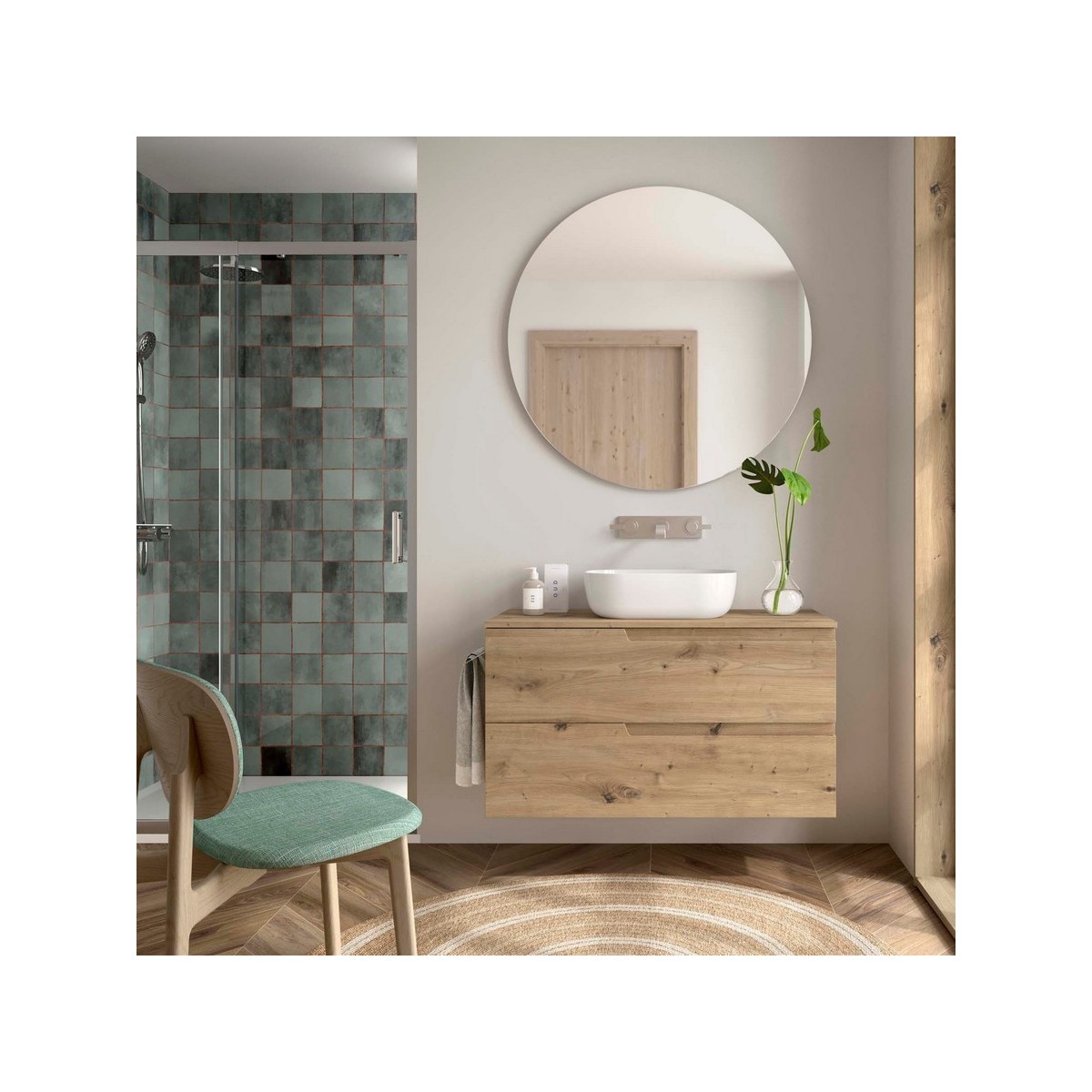 Ensemble Meuble de salle de bain et plan de toilette VIMA 1000 2 tiroirs Chêne Montana P450 - SALGAR 117954 