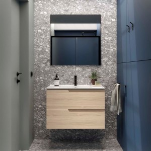 Ensemble meuble et vasque VIMA 800 2 tiroirs Chêne Sienna P450 - SALGAR 117961 