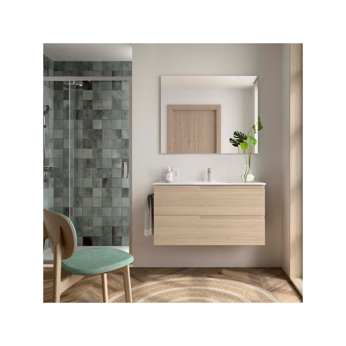 Ensemble meuble et vasque VIMA 1000 2 tiroirs Chêne Sienna P450 - SALGAR 117962 