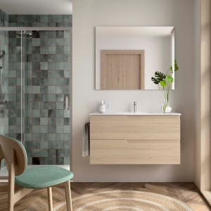 Ensemble meuble et vasque VIMA 1000 2 tiroirs Chêne Sienna P450 - SALGAR 117962 