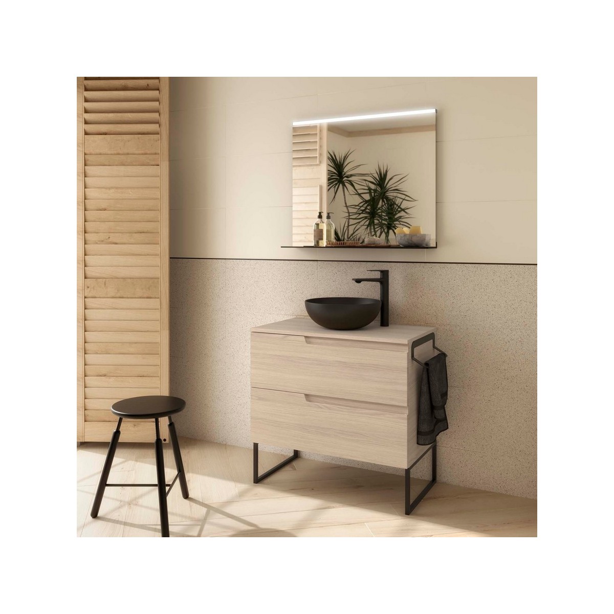 Ensemble Meuble de salle de bain et plan de toilette VIMA 800 2 tiroirs Chêne Sienna P450 - SALGAR 117965 