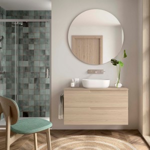 Ensemble Meuble de salle de bain et plan de toilette VIMA 1000 2 tiroirs Chêne Sienna P450 - SALGAR 117966 