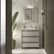 Ensemble Meuble Plan Vasque Miroir Applique ATTILA 800 3 tiroirs Gris satiné P450 - SALGAR 118006 