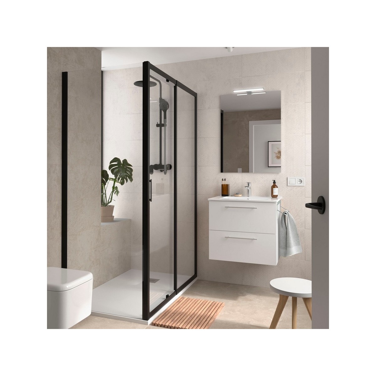 Ensemble meuble et vasque SILANE 600 2 tiroirs Blanc satiné P450 - SALGAR 118043 