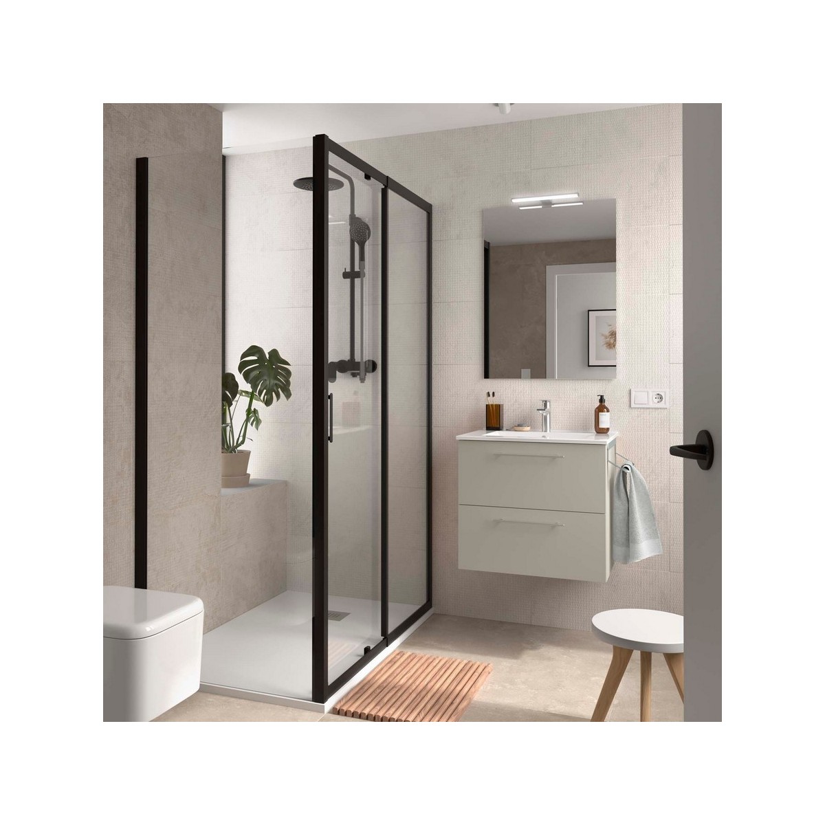 Ensemble meuble et vasque SILANE 600 2 tiroirs Gris satiné P450 - SALGAR 118047 