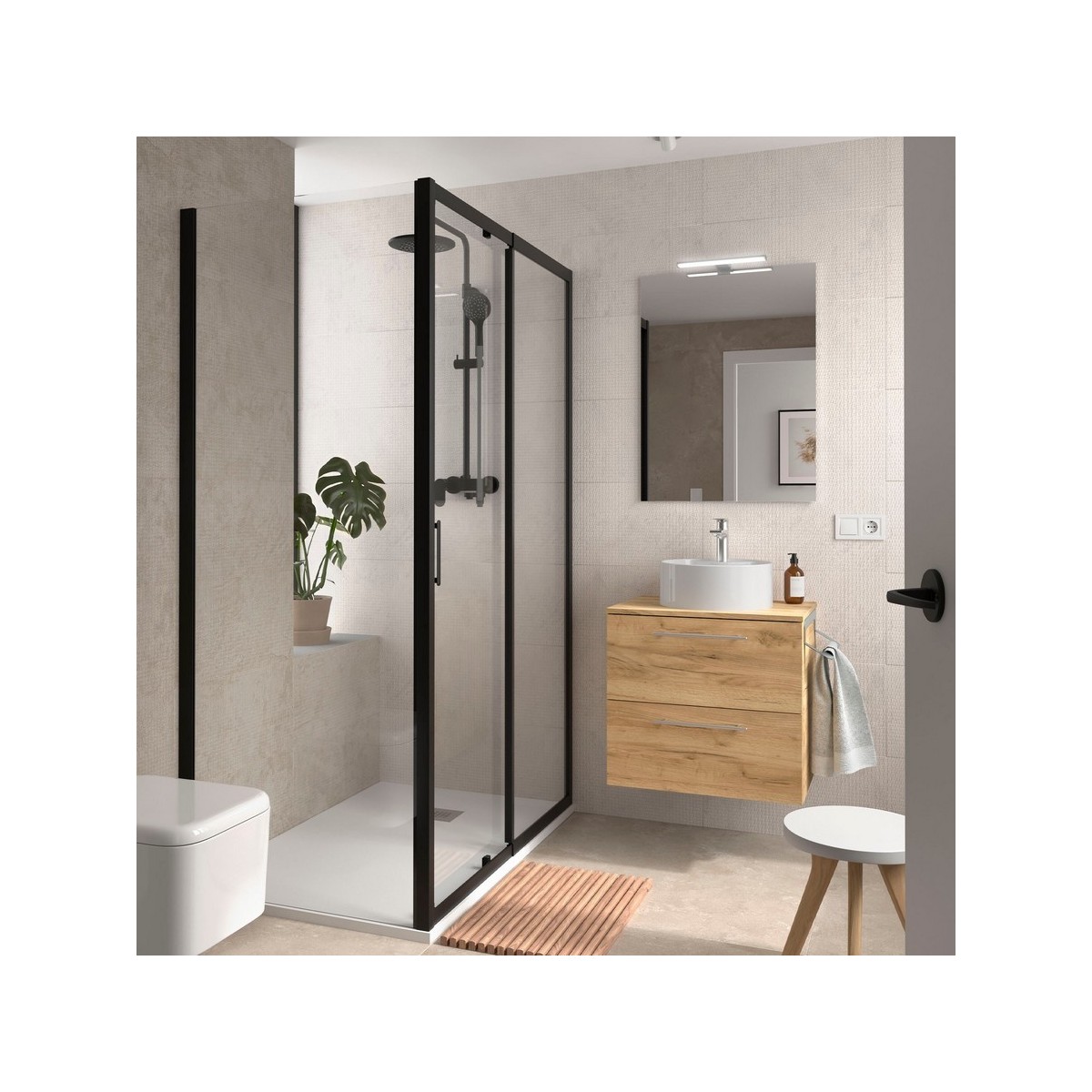 Ensemble Meuble de salle de bain et plan de toilette SILANE 600 2 tiroirs Chêne Africain P450 - SALGAR 118068 