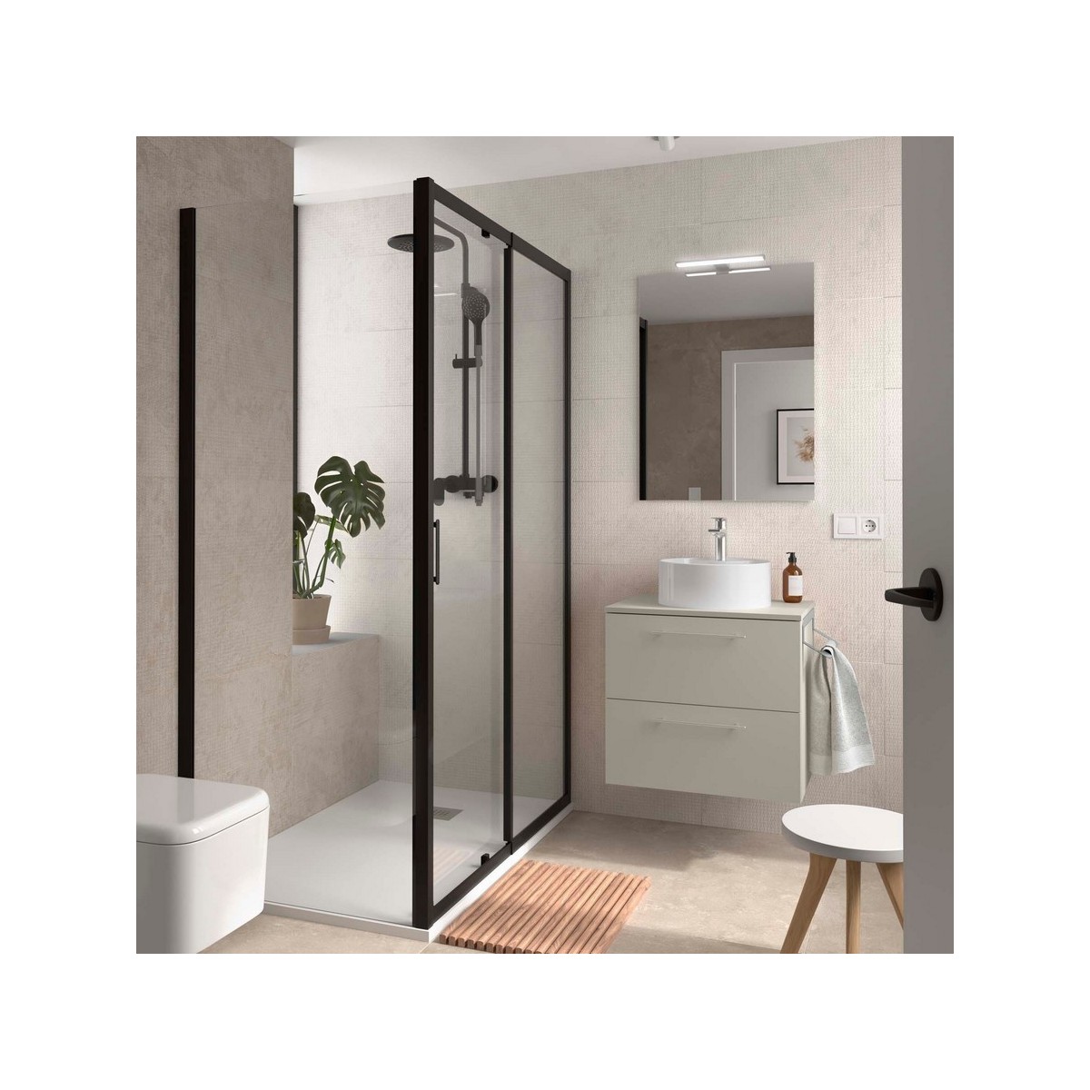 Ensemble Meuble de salle de bain et plan de toilette SILANE 600 2 tiroirs Gris satiné P450 - SALGAR 118070 
