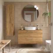 Ensemble Meuble de salle de bain et plan de toilette SILANE 1000 2 tiroirs Chêne Africain P450 - SALGAR 118080 