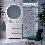 Ensemble Meuble Plan Vasque Miroir Applique NOJA II 900 3 tiroirs Blanc Brillant P450 - SALGAR 118375 