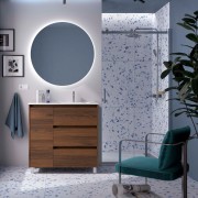 Ensemble Meuble Plan Vasque Miroir Applique NOJA II 900 3 tiroirs Noyer Maya P450 - SALGAR 118383 