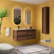 Ensemble meuble vasque salle de bain ATTILA 1200 4 tiroirs Noyer Maya P450 - SALGAR 118686 