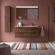 Ensemble meuble et vasque SILANE 1200 4 tiroirs Noyer Maya P450 - SALGAR 118735 