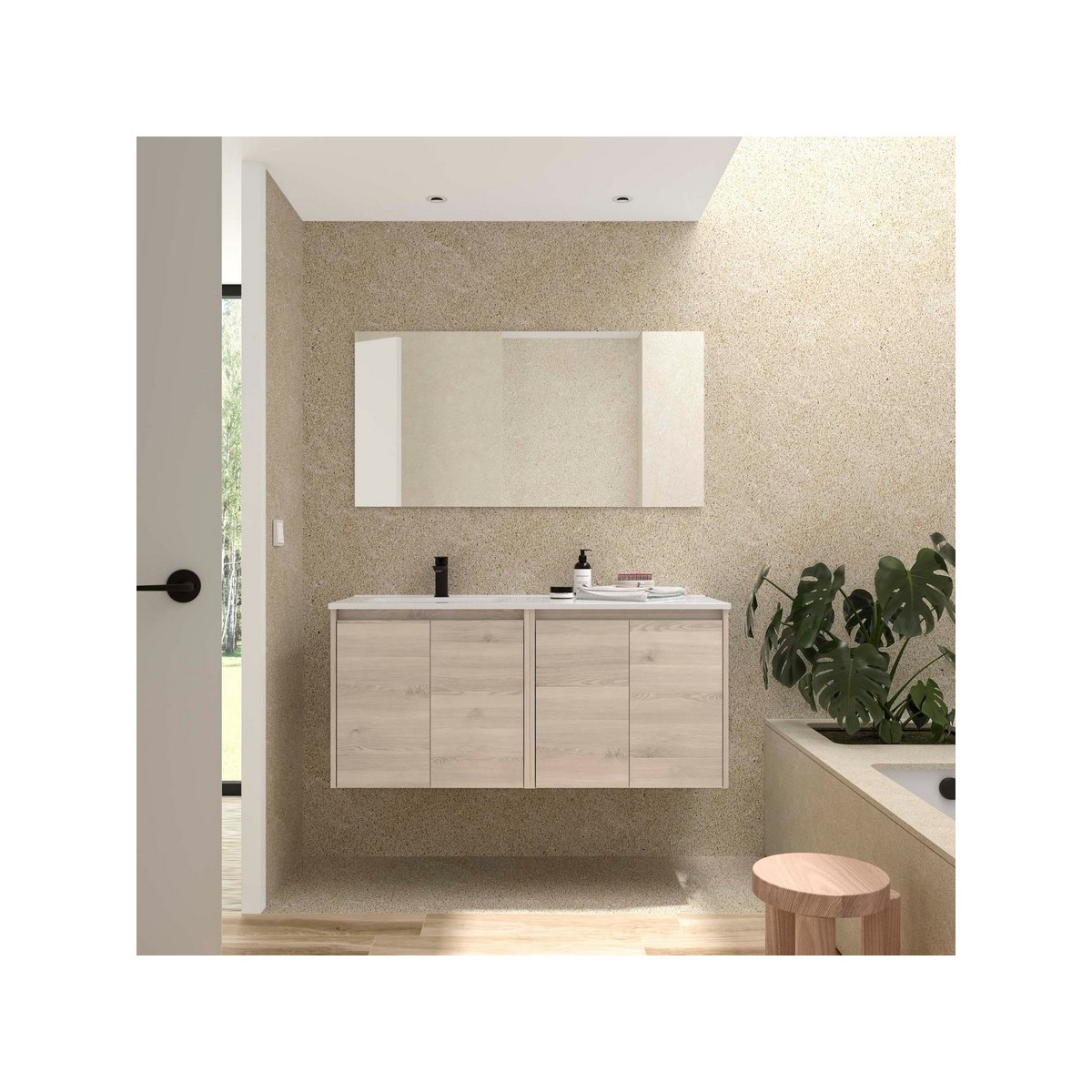 Ensemble meuble et vasque NOJA II 1200 4 portes Chêne Naturel P450 - SALGAR 118767 