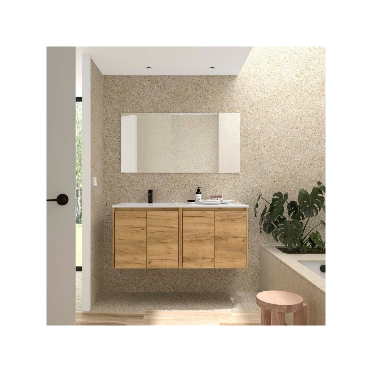 Ensemble meuble et vasque NOJA II 1200 4 portes Chêne Africain P450 - SALGAR 118768 