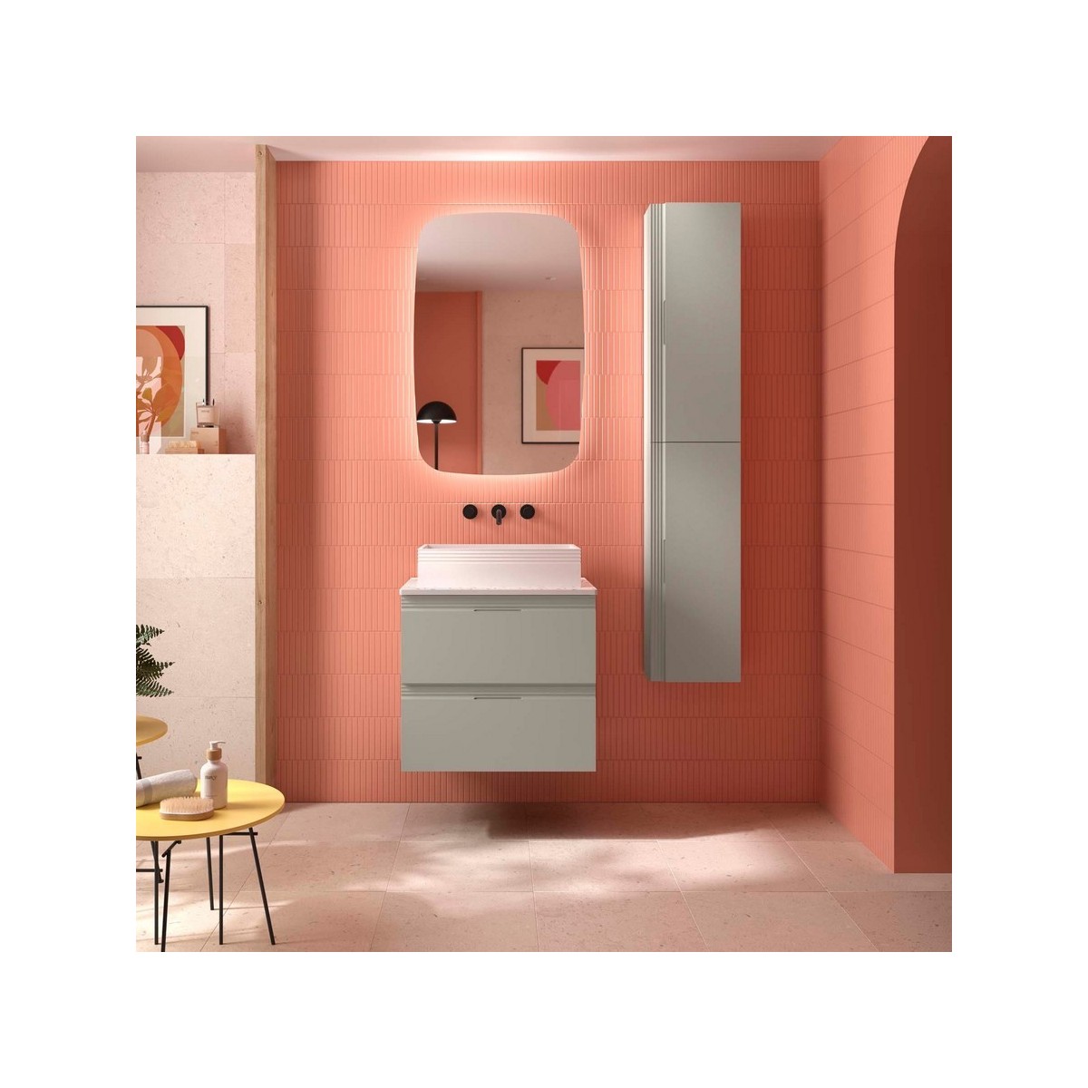 Meuble salle de bain EA 600 2 tiroirs Gris de lune H540 P450 - SALGAR 119041 