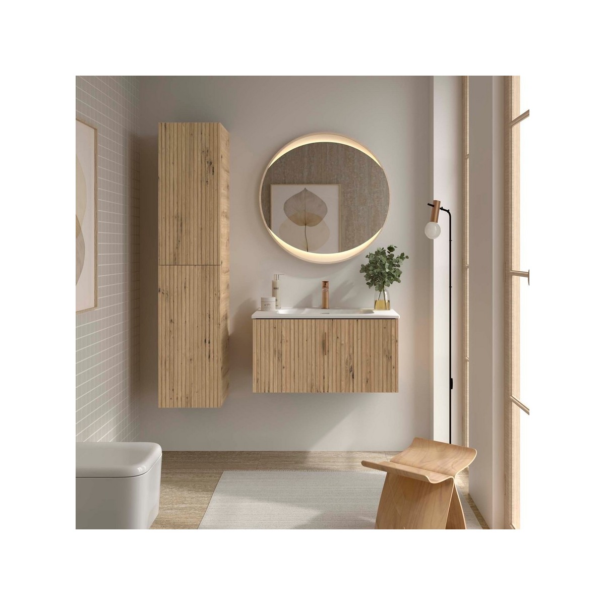 Meuble salle de bain BIBA 900 1 tiroir Chêne Montana H405 P450 - SALGAR 119100 