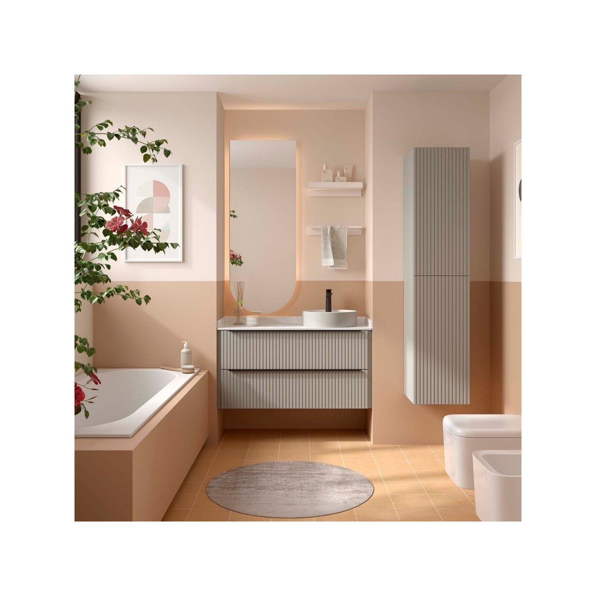 Meuble salle de bain BIBA 1000 2 tiroirs Gris de lune H540 P450 - SALGAR 119112 