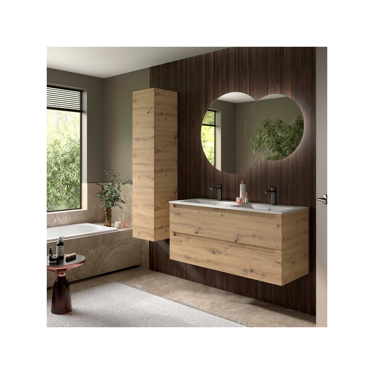Meuble salle de bain MONTERREY 1200 2 tiroirs Chêne Montana H540 P450 - SALGAR 119327 