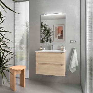 Meuble salle de bain MONTERREY 700 2 tiroirs Chêne Sienna H540 P450 - SALGAR 119329 