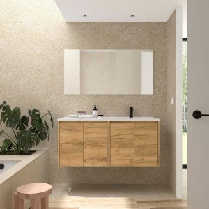 Ensemble Meuble Plan Vasque Miroir Applique NOJA II 1200 4 portes Chêne Africain P450 - SALGAR 119682 