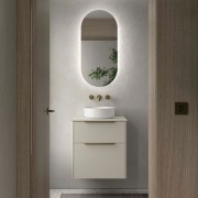 Ensemble Meuble de salle de bain et plan de toilette LUVA 600 2 tiroirs Gris satiné P450 - SALGAR 119755 