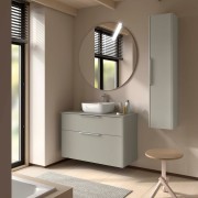 Ensemble Meuble de salle de bain et plan de toilette LUVA 1000 2 tiroirs Gris satiné P450 - SALGAR 119759 