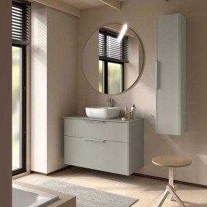 Ensemble Meuble de salle de bain et plan de toilette LUVA 1000 2 tiroirs Gris satiné P450 - SALGAR 119759 