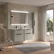 Ensemble meuble vasque salle de bain LUVA 1200 2 tiroirs Gris satiné P450 - SALGAR 119763 