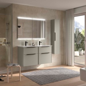 Ensemble meuble vasque salle de bain LUVA 1200 2 tiroirs Gris satiné P450 - SALGAR 119763 