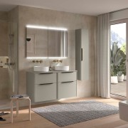 Ensemble Meuble de salle de bain et plan de toilette LUVA 1200 2 tiroirs Gris satiné P450 - SALGAR 119767 