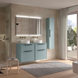 Ensemble Meuble de salle de bain et plan de toilette LUVA 1200 2 tiroirs Aqua P450 - SALGAR 119768 