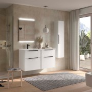 Ensemble meuble vasque salle de bain LUVA 1200 4 tiroirs Blanc satiné P450 - SALGAR 119769 