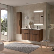 Ensemble meuble vasque salle de bain LUVA 1200 4 tiroirs Noyer Maya P450 - SALGAR 119774 