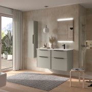 Ensemble Meuble Plan vasque et miroir LUVA 1200 4 tiroirs Gris satiné P450 - SALGAR 119783 