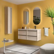 Ensemble Meuble Plan Vasque Miroir Applique ATTILA 1400 4 tiroirs Chêne Naturel P450 - SALGAR 119846 