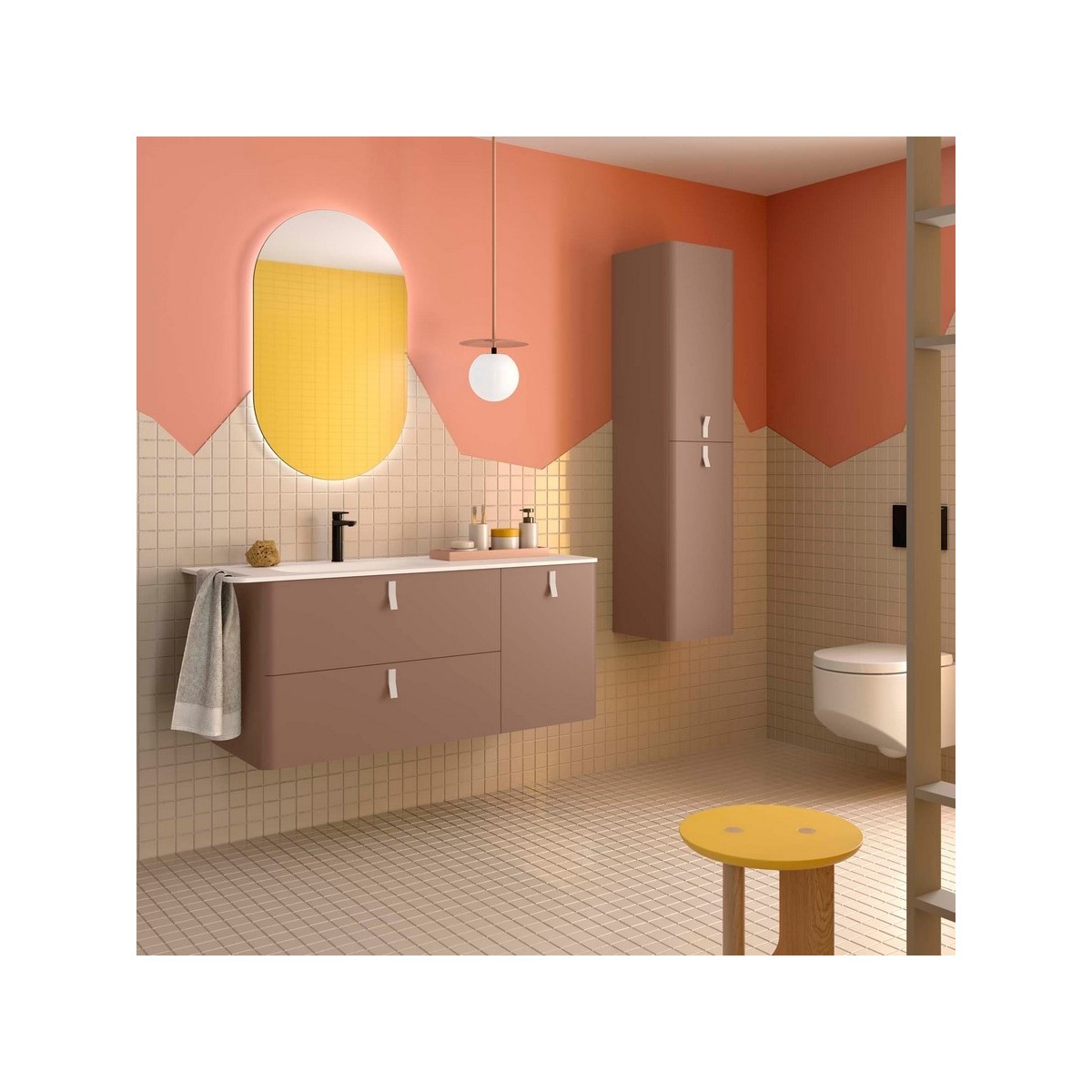 Meuble salle de bain UNIIQ 1200 2T1P droite - vasque à gauche Cajun H540 P450 - SALGAR 119881 