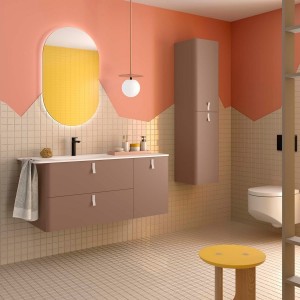 Meuble salle de bain UNIIQ 1200 2T1P droite - vasque à gauche Cajun H540 P450 - SALGAR 119881 