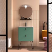 Meuble salle de bain UNIIQ 600 2 tiroirs Dusty Teal H540 P450 - SALGAR 119882 