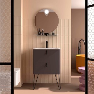 Meuble salle de bain UNIIQ 600 2 tiroirs Ebrom H540 P450 - SALGAR 119888 